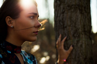 Close-up portrait of young woman