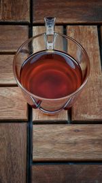 High angle view of drink on table