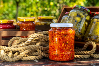 Close-up of food on table