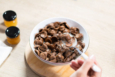 Close-up of food in bowl on table