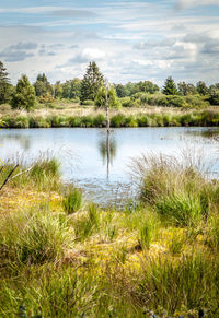 Scenic view of lake against sky