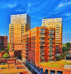 Modern buildings against blue sky