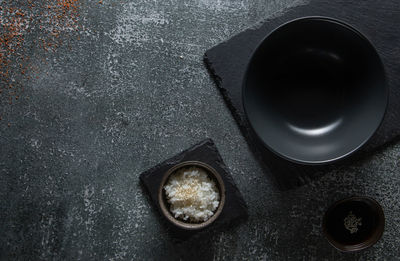 High angle view of empty plate on table