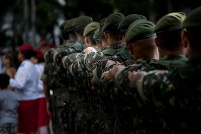 Brazilian army soldiers during military parade in celebration of brazil independence