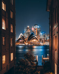 Illuminated city at night