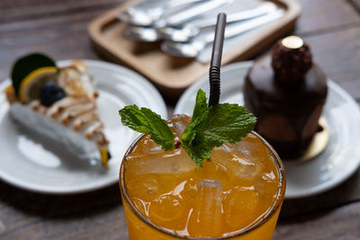 Close-up of drink on table