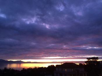 Scenic view of sunset over lake