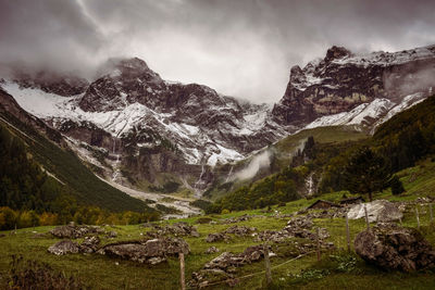 Scenic view of mountains against sky