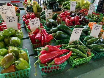 Vegetables for sale at market stall