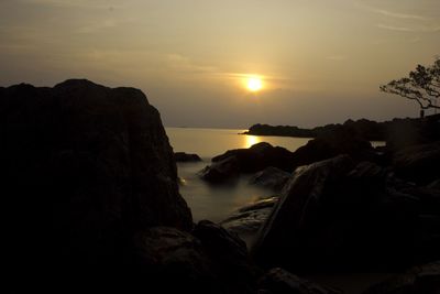 Scenic view of sea at sunset