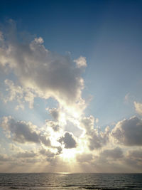 Scenic view of sea against cloudy sky
