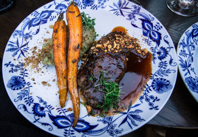 High angle view of meal served in plate