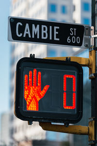 Text on road sign