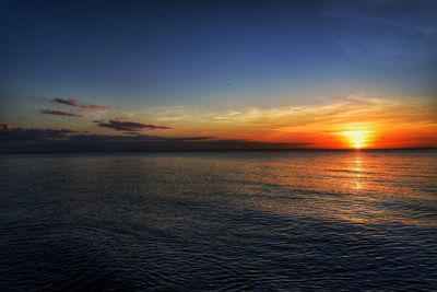 Scenic view of sea against sky at sunset