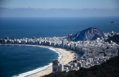 High angle view of city buildings