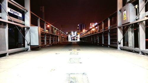 Train at railroad station at night