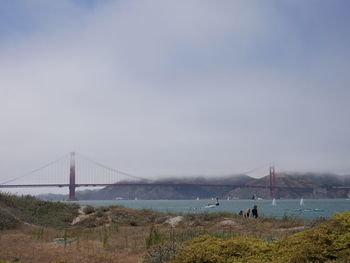 Suspension bridge over sea