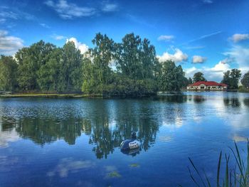 Scenic view of lake against sky