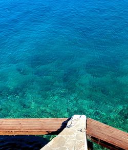 High angle view of swimming pool by sea