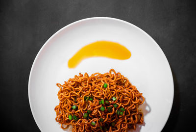 High angle view of meal served in bowl