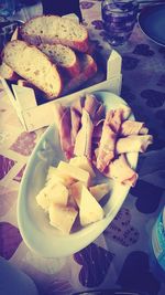 High angle view of food on table