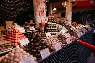 High angle view of food for sale in store