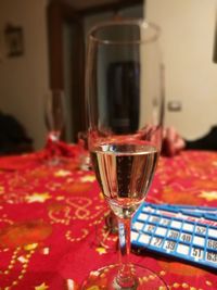 Close-up of beer in glass on table