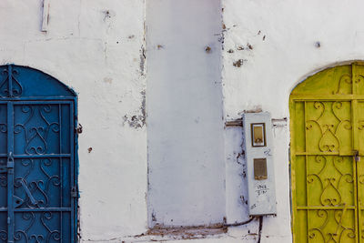 Closed door of building