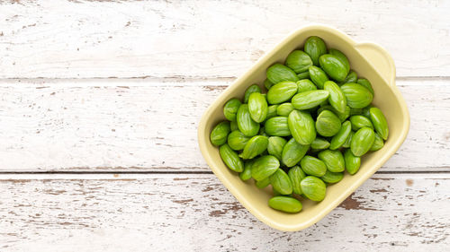 High angle view of vegetables on table