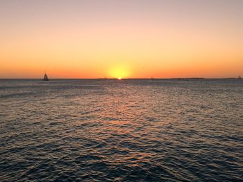 Scenic view of sea at sunset