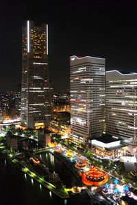 Illuminated cityscape at night