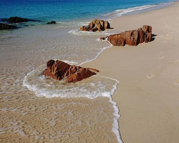 Panoramic view of rocks on beach