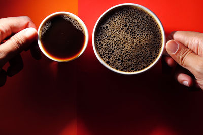 Close-up of hand holding coffee cup