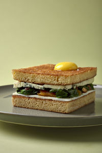 Close-up of bread in plate