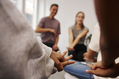 Teachers and children in first aid class
