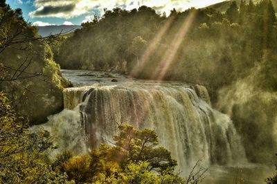 Scenic view of waterfall