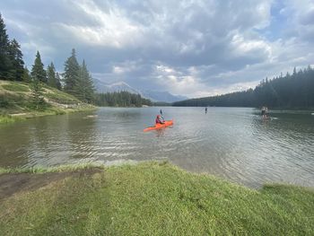Scenic view of lake against sky