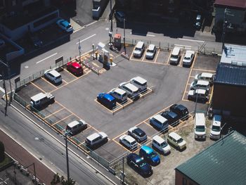 High angle view of traffic on city street