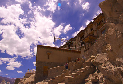 Low angle view of old building against sky