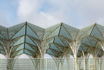 Low angle view of modern building against sky