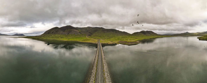 Scenic view of lake against sky