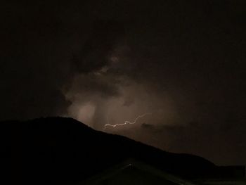 Scenic view of silhouette mountain against sky at night