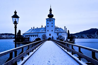 View of buildings against blue sky