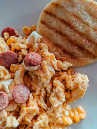 High angle view of breakfast in plate