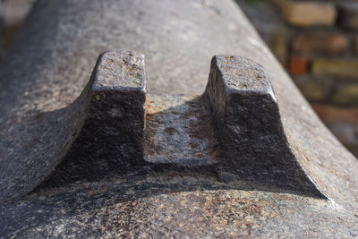 High angle view of stone wall