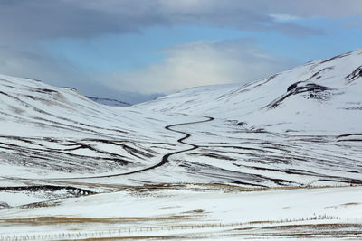 Lonely road in iceland in wintertime