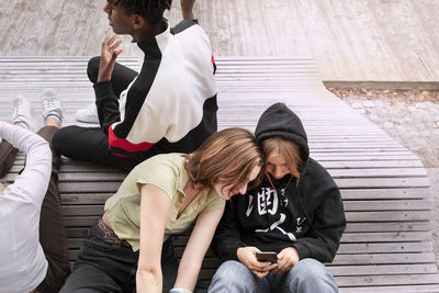 Teenage friends relaxing together