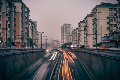 Traffic on road at night