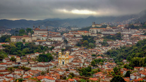 High angle view of townscape against sky