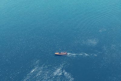 Aerial view of boat on sea